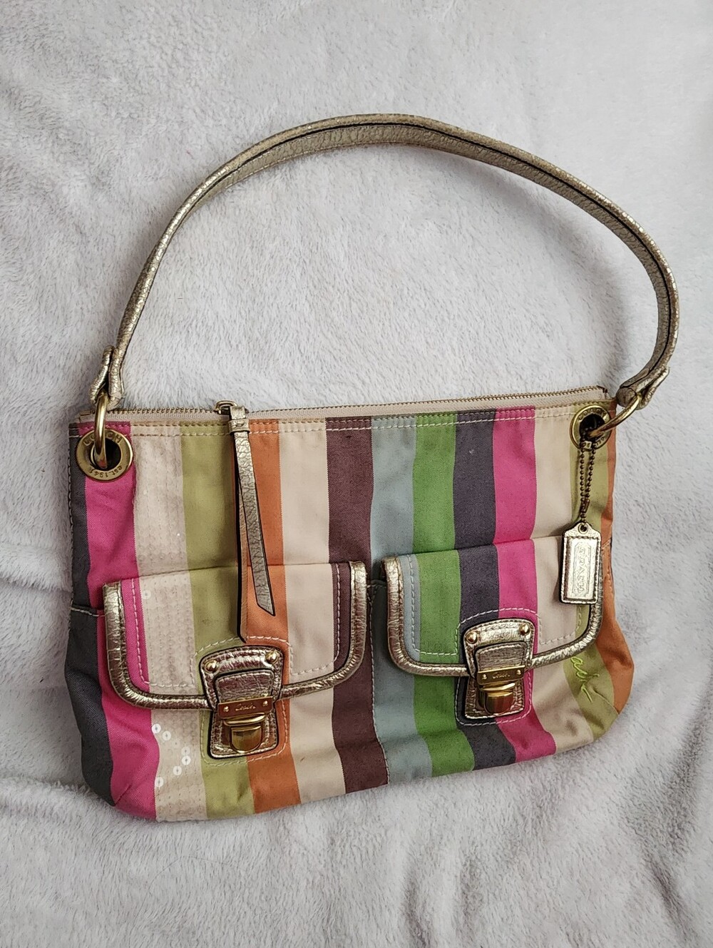 Coach Poppy Legacy Stripe Hobo Bag